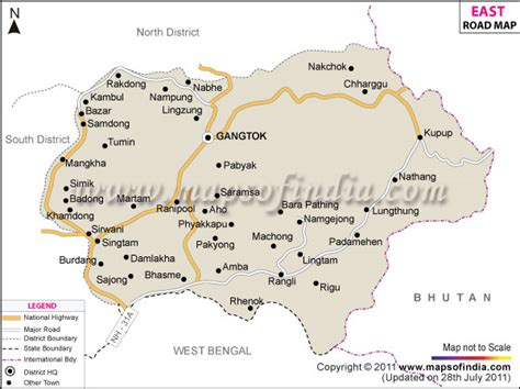 East Sikkim Road Map