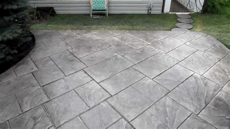 Colored & Stamped Grand Ashler Slate concrete finish - YouTube