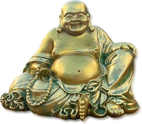 Laughing Buddha Statue for Home – Gold Buddah Statute for Feng Shui or ...