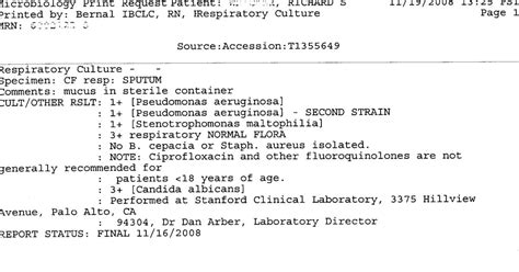 Nov 2008 sputum culture results | Rebekah Sprecher | Flickr