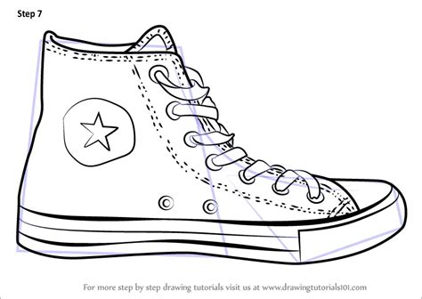 How to Draw Converse Shoe (Everyday Objects) Step by Step ...