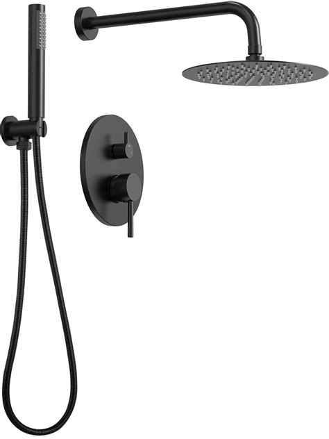 EVERSTEIN 10" Rainfall Round Wall Mount Shower System with Handheld ...