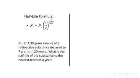 Half Life Chemistry Formula