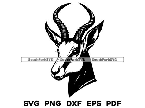 Springbok Springbuck Antelope Head Svg Png Dxf Eps Pdf Vector Graphic ...