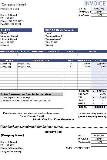 SALES Invoice Template