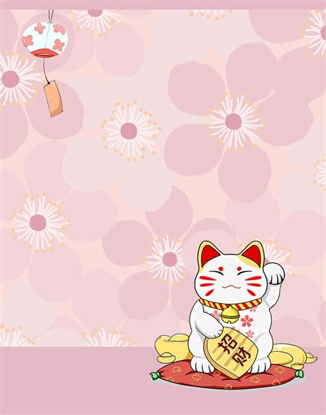 Pink Background Cartoon Lucky Cat Print Ad Wallpaper Image For Free ...