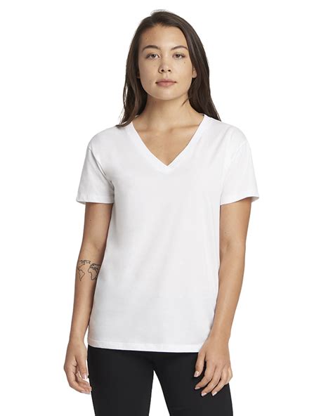 Next Level Apparel - The Ladies' Relaxed V-Neck T-Shirt - WHITE - 2XL ...