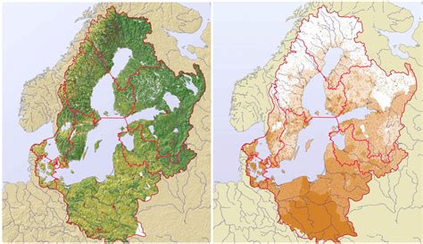 The Baltic Sea drainage basin with land cover (left) and population... | Download Scientific Diagram