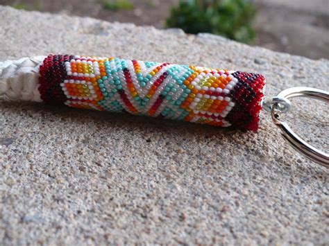 Peyote stitch beaded keychain Native American Indian handmade | Etsy