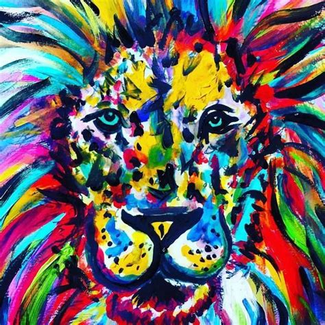 A3 LION PAINTING | Lion painting, Rainbow lion, Painting