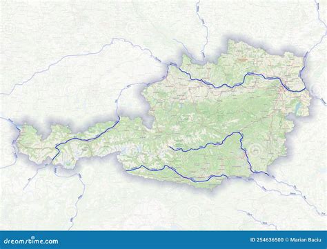 Physical Map of the Country of Austria Colored Stock Illustration ...