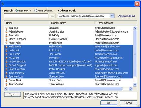 Import addresses from Contacts/Address Book of Outlook into your NK2 file