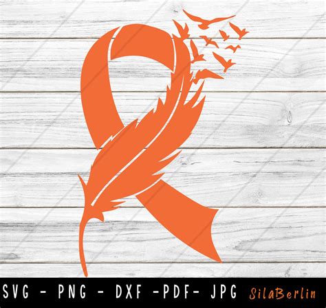 Cancer Ribbon With Feather Svg