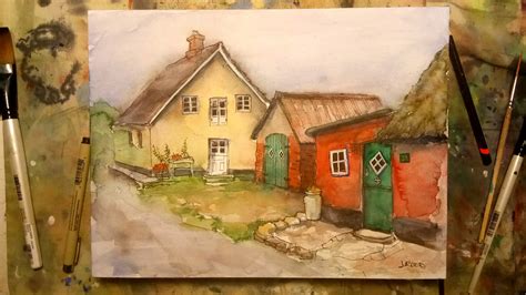 Small town watercolor. : r/Watercolor