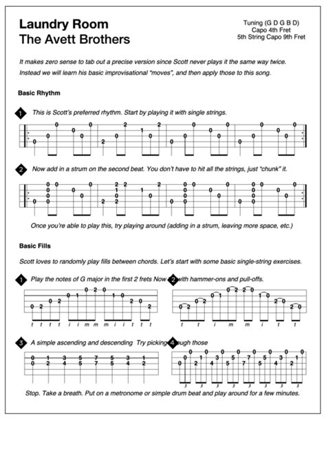 Laundry Room - The Avett Brothers (Guitar Sheet Music) printable pdf ...