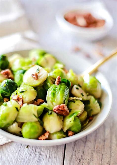 Brussels Sprouts Recipe Candied Pecans Butter Glaze - Easy Peasy Meals