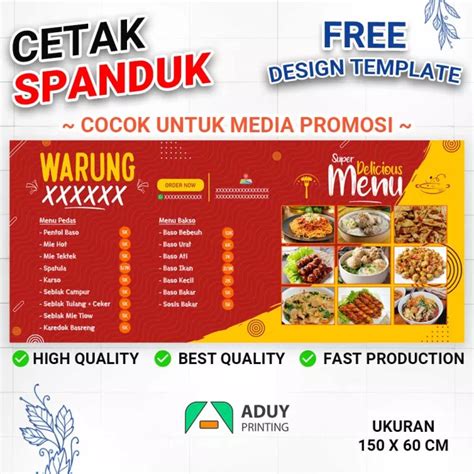 Cetak Spanduk Banner Untuk Warung Makanan Seblak Ukuran 150x60 CM Bisa Kustom UkuranSPESIFIKASI ...