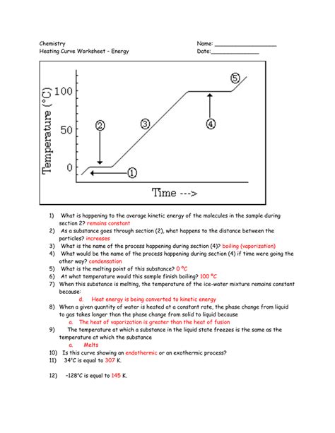 Heat And Phase Changes Worksheets