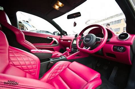 Hot pink leather car interior Felicia would love it in the scion. Pink Car Interior, Audi ...