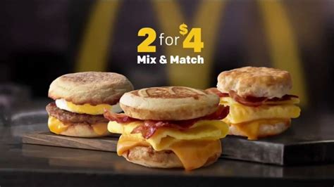 McDonald's 2 for $4 Breakfast Sandwiches TV Commercial, 'Mix & Match ...