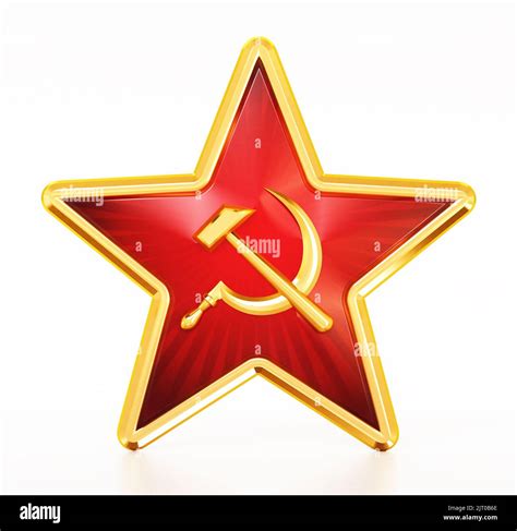 Hammer and sickle communism symbols badge. 3D illustration Stock Photo ...