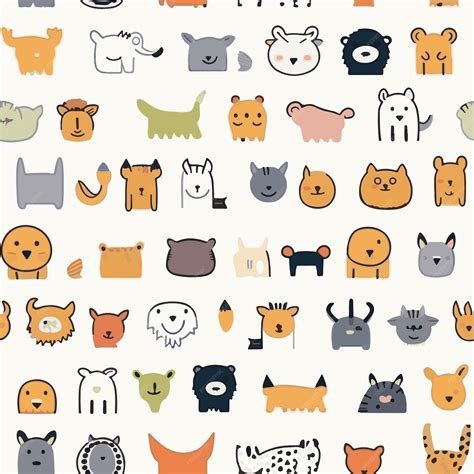 Premium Vector | Animal handdrawn doodle seamless pattern