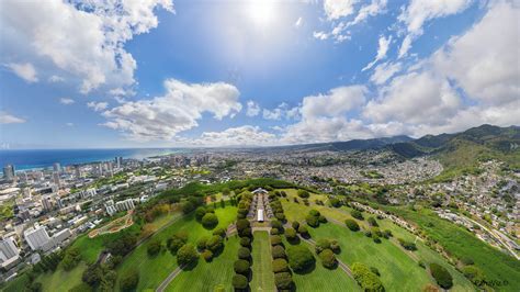 Punchbowl National Cemetery Aerial Panorama. Created by Panaviz