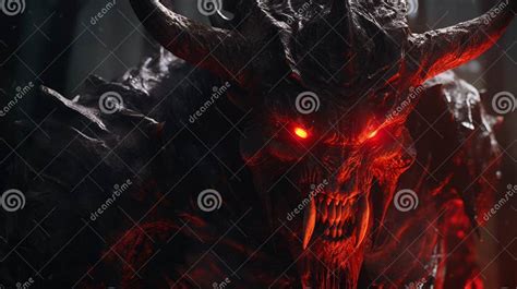 8k Resolution Red Demon with Glowing Eyes in Unreal Engine 5 Stock ...