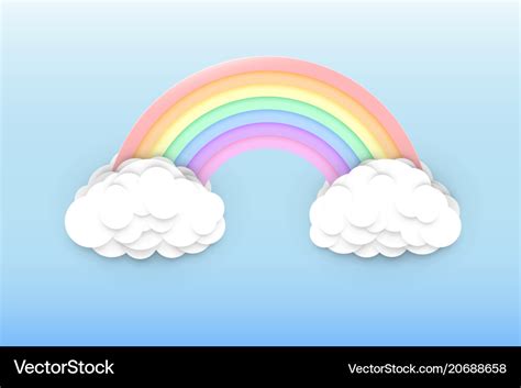 Pastel colors rainbow and clouds Royalty Free Vector Image