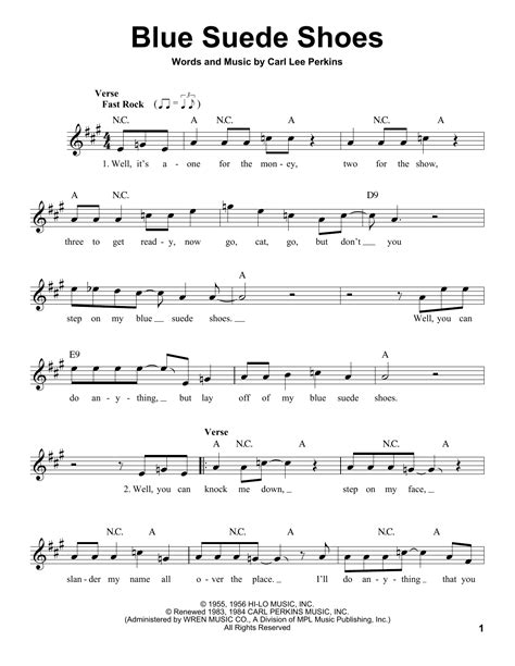 Elvis Presley Blue Suede Shoes Sheet Music Notes, Chords Download ...