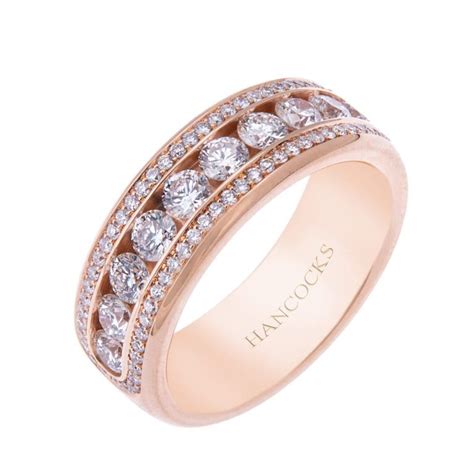 Rose Gold 3-Row Ladies Diamond Wedding Ring - Hancocks Jewellers