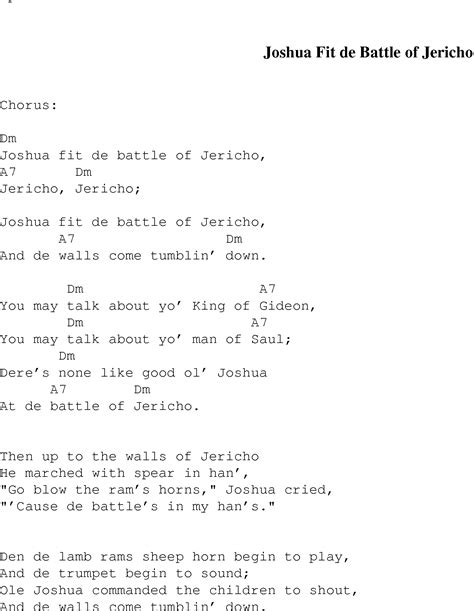 Joshu 'Fit the Battle of Jericho - Christian Gospel Song Lyrics and Chords