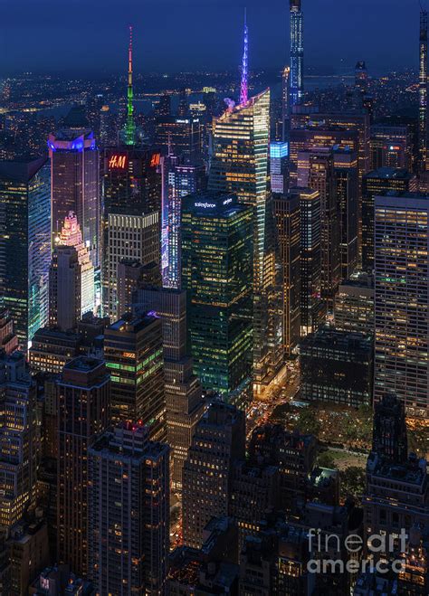 Night Lights New York City Times Square From Above Photograph by Mike ...