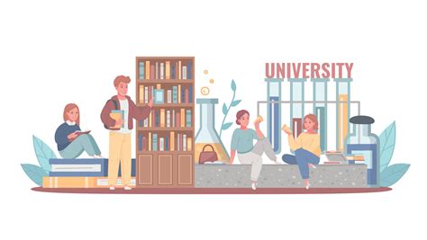 College University Cartoon Concept 4958915 Vector Art at Vecteezy