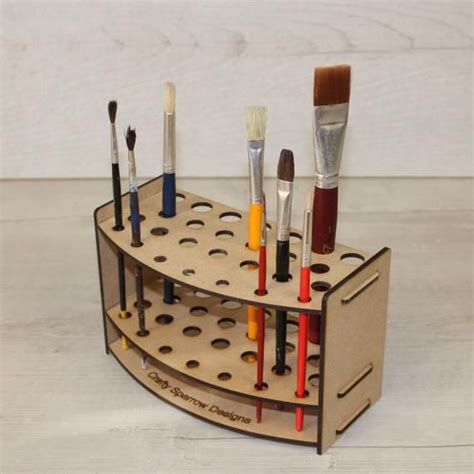 Paint Brush Holder Rack , Mdf Craft Kit - Etsy | Paint brush holders, Diy pencil holder, Brush ...