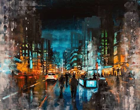 Lively Paintings Capture the Dynamic Energy of Bustling Cities at Night ...