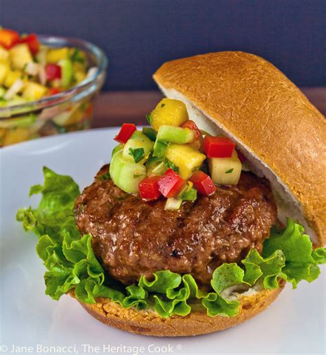 Caribbean Pork Burgers with Pineapple Salsa (GF) • The Heritage Cook