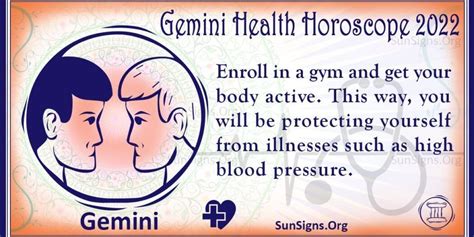 Gemini Health And Fitness Horoscope 2022 Predictions - SunSigns.Org