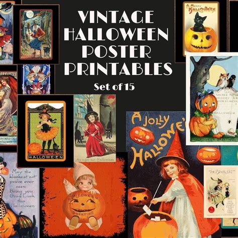 15 Vintage Halloween Posters, DIGITAL DOWNLOAD. Halloween Decor Crafts ...