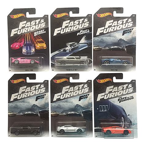 Hot Wheels Fast & Furious Bundle of 6 Cars from Fast & Furious, 2 Fast 2 Furious, Fast 5, The ...