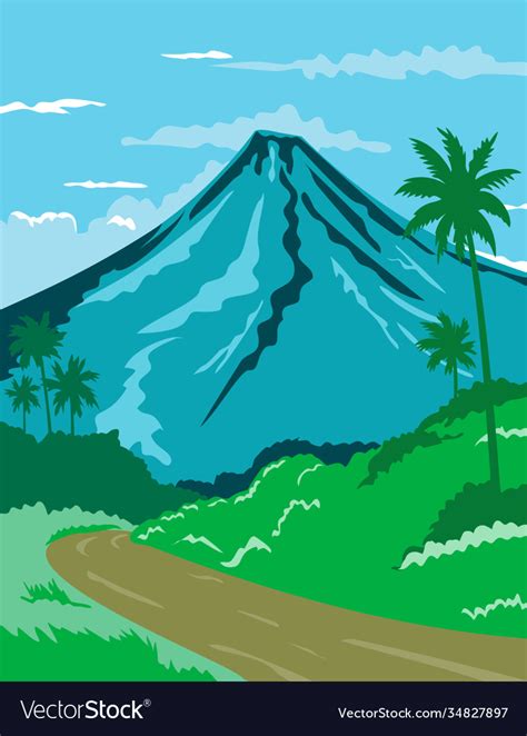 Mayon volcano or mount in province Royalty Free Vector Image