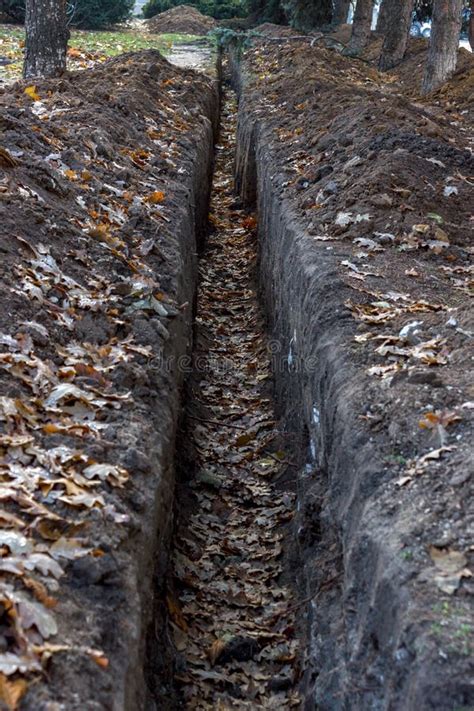 Cable Trench in the Ground, Construction Site Stock Photo - Image of electricity, electrician ...