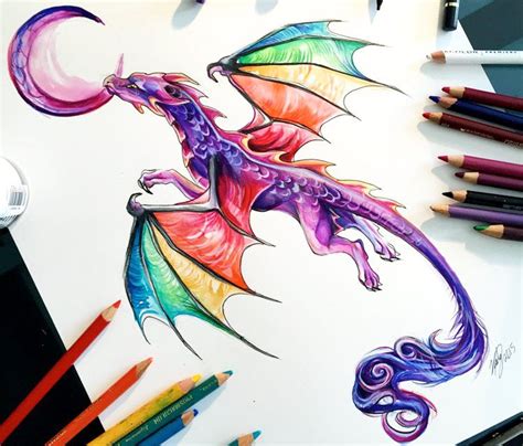 Rainbow dragon color drawing by Katy Lipscomb Art | Dragons | Pinterest | Dragons, Rainbows and ...