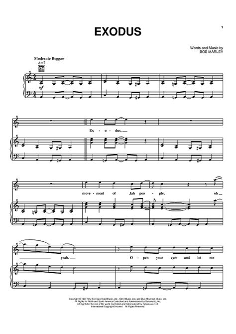 Exodus" Sheet Music by Bob Marley for Piano/Vocal/Chords - Sheet Music Now