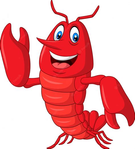 Premium Vector | Cartoon lobster waving on white