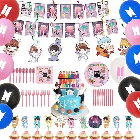 Buy BTS birthday Party Supplies Set - 107pcs Birthday Decorations,10 ...