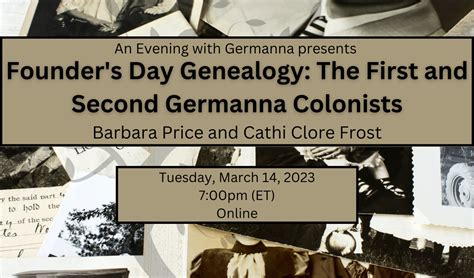 An Evening with Germanna Presents Founder's Day Genealogy: The First ...