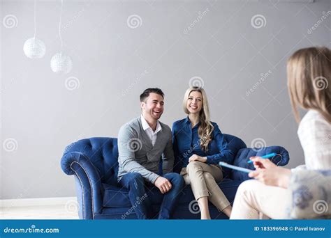 Positive Young Couple Consulting a Psychologist Stock Photo - Image of psychology, help: 183396948