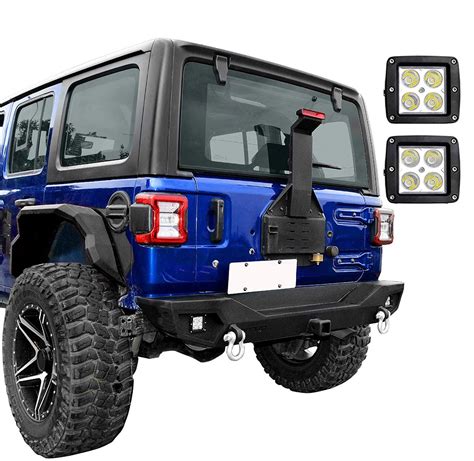 Rear Bumper, Compatible for 2018-2019 Jeep Wrangler JL, Rock Crawler Bumper with Hitch Receiver ...