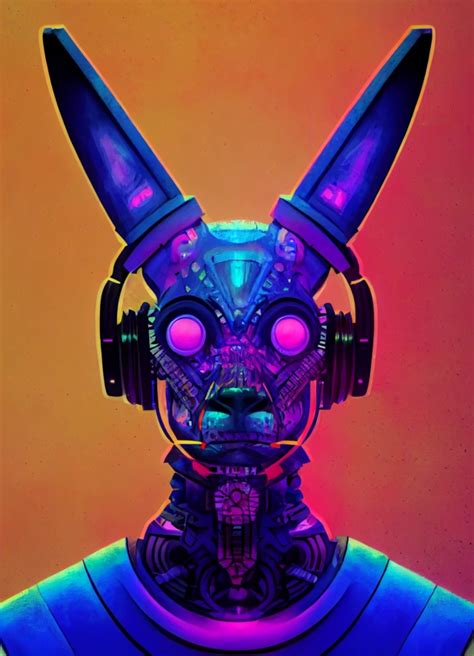 cybernetic cyberpunk aztec goat with headphones | Midjourney